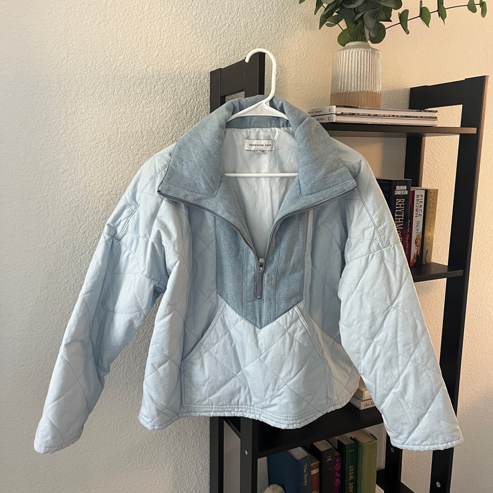 Something Navy quilted quarter zip jacket